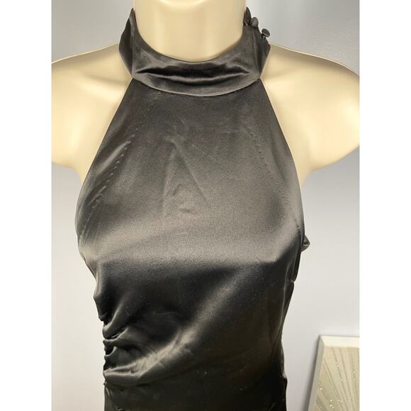 Retrofete Sab Halterneck Ruched High Slit Black Maxi Gown Size XS - Picture 4 of 11